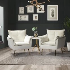Mδ nico Contemporary and Classic Ivory Armchair with Metal (Set of 2) by JAYDEN CREATION 19 Mδ nico Contemporary and Classic Ivory Armchair with Metal (Set of 2) by JAYDEN CREATION -JAYDEN CREATION Sales ivory jayden creation accent chairs chwh0284 ivory s2 31 1000