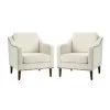 Celio Ivory Armchair with Wooden Legs (Set of 2) by JAYDEN CREATION