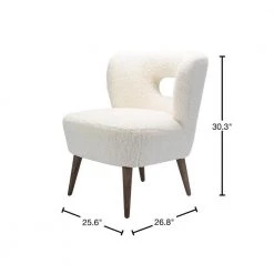 Mini Ivory Vegan Lambskin Sherpa Upholstery Barrel Chair by JAYDEN CREATION -JAYDEN CREATION Sales ivory jayden creation accent chairs hm0004 ivory 40 1000