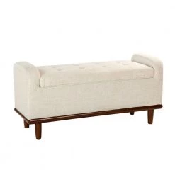 Christoph Ivory Upholstered Flip Top Storage Bench with Storage Space 46.2 in. W x 16.5 in. D x 21.7 in. H by JAYDEN CREATION