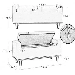 Christoph Ivory Upholstered Flip Top Storage Bench with Storage Space 46.2 in. W x 16.5 in. D x 21.7 in. H by JAYDEN CREATION -JAYDEN CREATION Sales ivory jayden creation bedroom benches beoy0568 ivory 76 1000