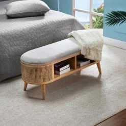 Latoya 47 in. W x 16 in. D x 19 in. H Ivory Storage Bench with Solid Wood Legs by JAYDEN CREATION -JAYDEN CREATION Sales ivory jayden creation bedroom benches bes0581 ivory 31 1000