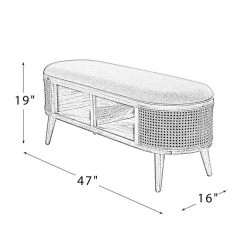 Latoya 47 in. W x 16 in. D x 19 in. H Ivory Storage Bench with Solid Wood Legs by JAYDEN CREATION -JAYDEN CREATION Sales ivory jayden creation bedroom benches bes0581 ivory 76 1000