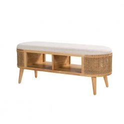 Latoya 47 in. W x 16 in. D x 19 in. H Ivory Storage Bench with Solid Wood Legs by JAYDEN CREATION -JAYDEN CREATION Sales ivory jayden creation bedroom benches bes0581 ivory c3 1000