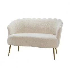 Menephron 51.5 in. Ivory Loveseat with Metal Legs by JAYDEN CREATION