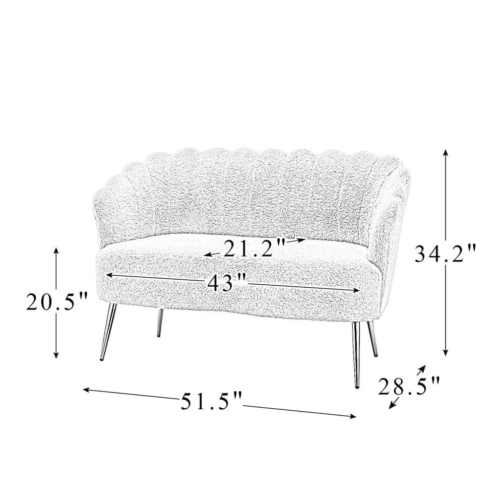 Menephron 51.5 in. Ivory Loveseat with Metal Legs by JAYDEN CREATION 9 Menephron 51.5 in. Ivory Loveseat with Metal Legs by JAYDEN CREATION - Image 9