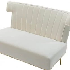 Cupid 46 in. Armless Comfy Tufted Ivory Loveseat with Nailhead Trim by JAYDEN CREATION -JAYDEN CREATION Sales ivory jayden creation loveseats sfm0509 ivory 4f 1000