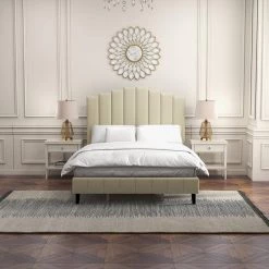 Chaonian 62 in. W Ivory Tufted Upholstered Platform Bed with Center Legs by JAYDEN CREATION 19 Chaonian 62 in. W Ivory Tufted Upholstered Platform Bed with Center Legs by JAYDEN CREATION -JAYDEN CREATION Sales ivory jayden creation platform beds bst0379 qb ivory 31 1000