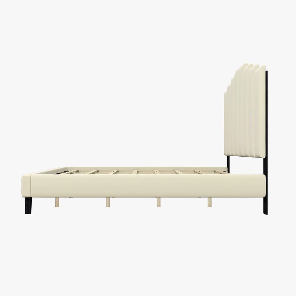 Chaonian 62 in. W Ivory Tufted Upholstered Platform Bed with Center Legs by JAYDEN CREATION 7 Chaonian 62 in. W Ivory Tufted Upholstered Platform Bed with Center Legs by JAYDEN CREATION - Image 7