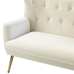 Esteban 50 in. Tufted Wingback Ivory Loveseat with Metal Legs by JAYDEN CREATION -JAYDEN CREATION Sales ivory jayden creation sofas couches sfdt0272 ivory 1f 1000