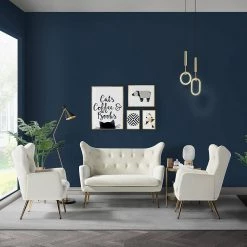 Esteban 50 in. Tufted Wingback Ivory Loveseat with Metal Legs by JAYDEN CREATION -JAYDEN CREATION Sales ivory jayden creation sofas couches sfdt0272 ivory 31 1000