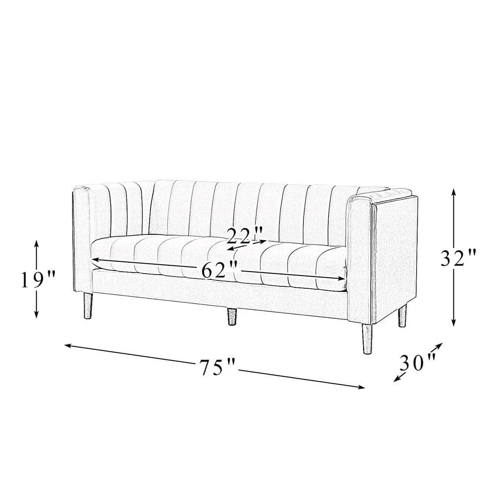Nedymnus 75 in. Ivory Sofa with Removable Seat Cushions by JAYDEN CREATION 9 Nedymnus 75 in. Ivory Sofa with Removable Seat Cushions by JAYDEN CREATION - Image 9