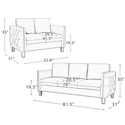 P1 a cido 81.5 in. Vegan Rectangle Ivory Leather Sofa with Nailhead Trim by JAYDEN CREATION -JAYDEN CREATION Sales ivory jayden creation sofas couches sfyjh0570 ivory a b 76 1000