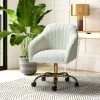 Jacinda Ivory Velvet Task Chair with Tufted Back by JAYDEN CREATION