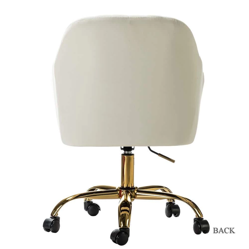 Jacinda Ivory Velvet Task Chair with Tufted Back by JAYDEN CREATION 3 Jacinda Ivory Velvet Task Chair with Tufted Back by JAYDEN CREATION - Image 3