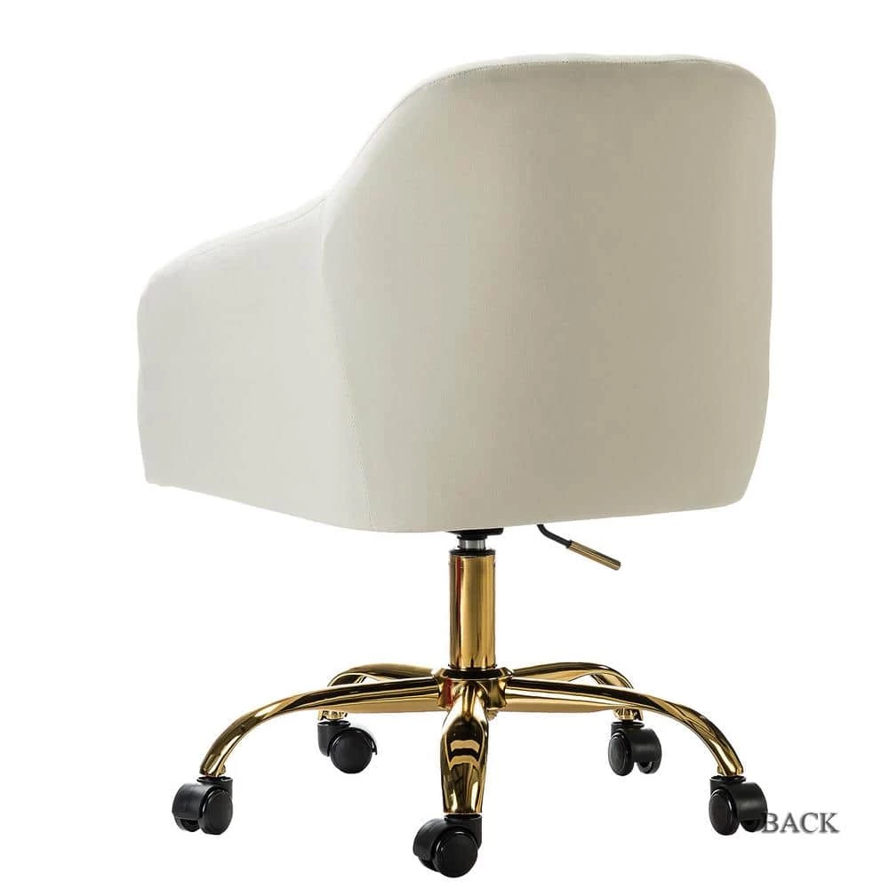 Jacinda Ivory Velvet Task Chair with Tufted Back by JAYDEN CREATION 4 Jacinda Ivory Velvet Task Chair with Tufted Back by JAYDEN CREATION - Image 4