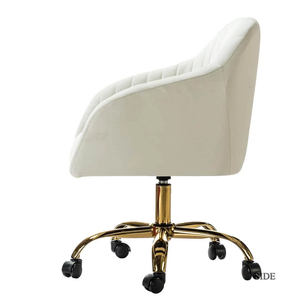 Jacinda Ivory Velvet Task Chair with Tufted Back by JAYDEN CREATION 2 Jacinda Ivory Velvet Task Chair with Tufted Back by JAYDEN CREATION - Image 2
