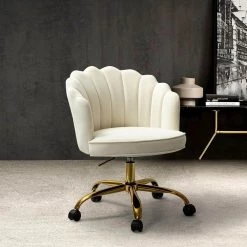 Rebeca Ivory Swivel Velvet Task Chair with Tufted Back by JAYDEN CREATION -JAYDEN CREATION Sales ivory jayden creation task chairs ofm0165 ivory 31 1000