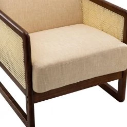 Deiphobus Linen Armchair with Rattan Design by JAYDEN CREATION -JAYDEN CREATION Sales linen jayden creation accent chairs chaf0418 linen 4f 1000