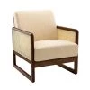 Deiphobus Linen Armchair with Rattan Design by JAYDEN CREATION