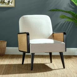 Elva Linen Rattan Armchair by JAYDEN CREATION -JAYDEN CREATION Sales linen jayden creation accent chairs hm0730 linen 31 1000