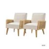 Delphine Linen Cane Accent Chair (Set of 2) by JAYDEN CREATION