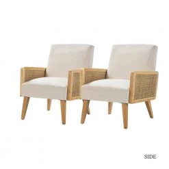 Delphine Linen Cane Accent Chair (Set of 2) by JAYDEN CREATION
