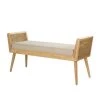 Berline Linen Bench with Solid Wood Legs by JAYDEN CREATION