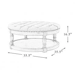 Enipeus 36" Wide Tufted Round Cocktail Linen Ottoman with Storage by JAYDEN CREATION -JAYDEN CREATION Sales linen jayden creation ottomans ots0476 linen 76 1000