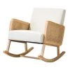 Williams Linen Rocking Chair with Rattan Arms by JAYDEN CREATION
