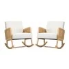 Williams Linen Rocking Chair with Rattan Arms (Set of 2) by JAYDEN CREATION