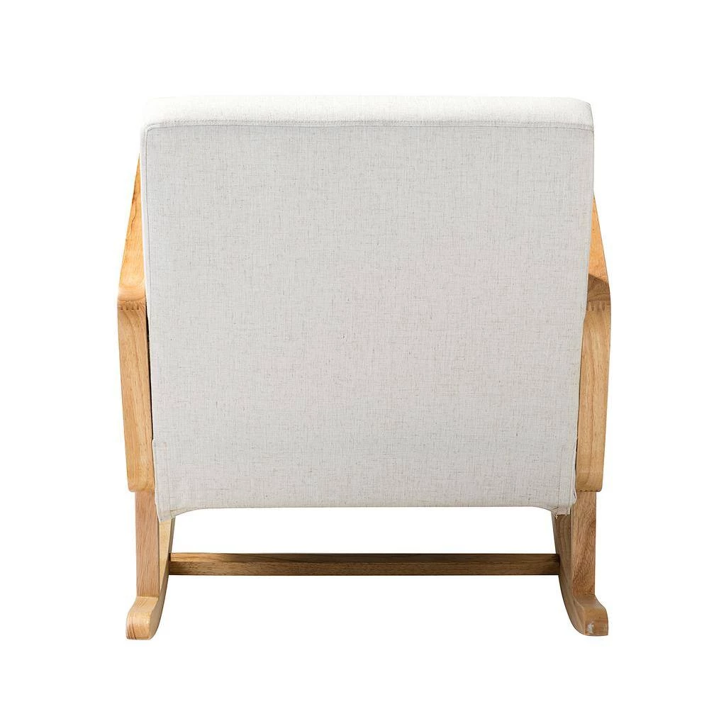 Williams Linen Rocking Chair with Rattan Arms (Set of 2) by JAYDEN CREATION 3 Williams Linen Rocking Chair with Rattan Arms (Set of 2) by JAYDEN CREATION - Image 3