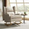 Andres Linen Rocking Chair with Solid Wooden legs by JAYDEN CREATION