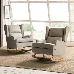 Andres Linen Accent Rocking Chair with Solid Wooden Legs (Set of 2) by JAYDEN CREATION -JAYDEN CREATION Sales linen jayden creation rockers gliders ottomans rkdt0245 linen s2 31 1000