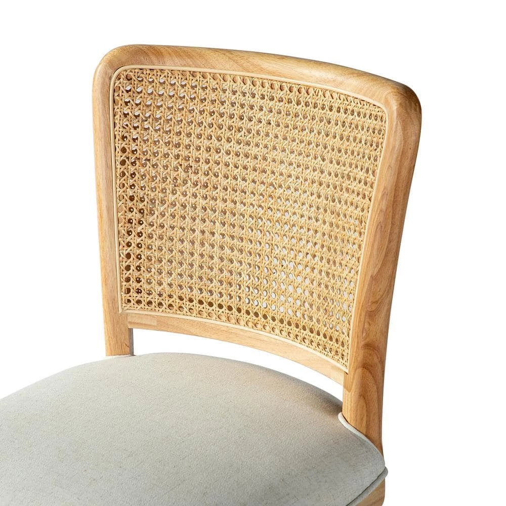 Crisolina Natural Leg Linen Swivel Task Chair with Rattan Back by JAYDEN CREATION 5 Crisolina Natural Leg Linen Swivel Task Chair with Rattan Back by JAYDEN CREATION - Image 5