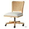 Crisolina Natural Leg Linen Swivel Task Chair with Rattan Back by JAYDEN CREATION