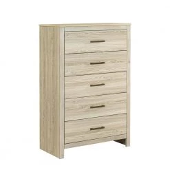 Piera 5-Drawer 32 in. W x 17 in. D x 50 in. H Maple Chest of Drawers by JAYDEN CREATION