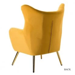 Jacob Golden Leg Mustard Tufted Wingback Chair by JAYDEN CREATION -JAYDEN CREATION Sales mustard jayden creation accent chairs chdt0103 mustard c3 1000