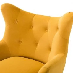 Jacob Golden Leg Mustard Wingback Chair with Tufted Back (Set of 2) by JAYDEN CREATION -JAYDEN CREATION Sales mustard jayden creation accent chairs chdt0103 mustard s2 1f 1000