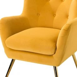 Jacob Golden Leg Mustard Wingback Chair with Tufted Back (Set of 2) by JAYDEN CREATION -JAYDEN CREATION Sales mustard jayden creation accent chairs chdt0103 mustard s2 4f 1000