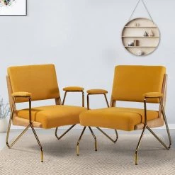 Cornelio Mustard Upholstered Armchair with Padded Arms (Set of 2) by JAYDEN CREATION 19 Cornelio Mustard Upholstered Armchair with Padded Arms (Set of 2) by JAYDEN CREATION -JAYDEN CREATION Sales mustard jayden creation accent chairs chdt0164 mustard s2 31 1000