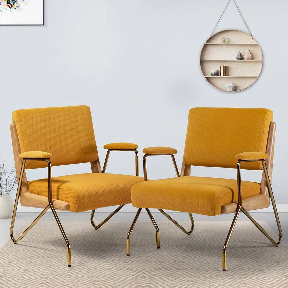 Cornelio Mustard Upholstered Armchair with Padded Arms (Set of 2) by JAYDEN CREATION 10 Cornelio Mustard Upholstered Armchair with Padded Arms (Set of 2) by JAYDEN CREATION - Image 10
