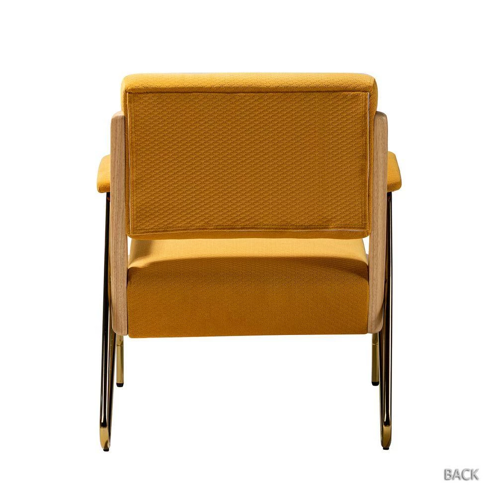Cornelio Mustard Upholstered Armchair with Padded Arms (Set of 2) by JAYDEN CREATION 3 Cornelio Mustard Upholstered Armchair with Padded Arms (Set of 2) by JAYDEN CREATION - Image 3