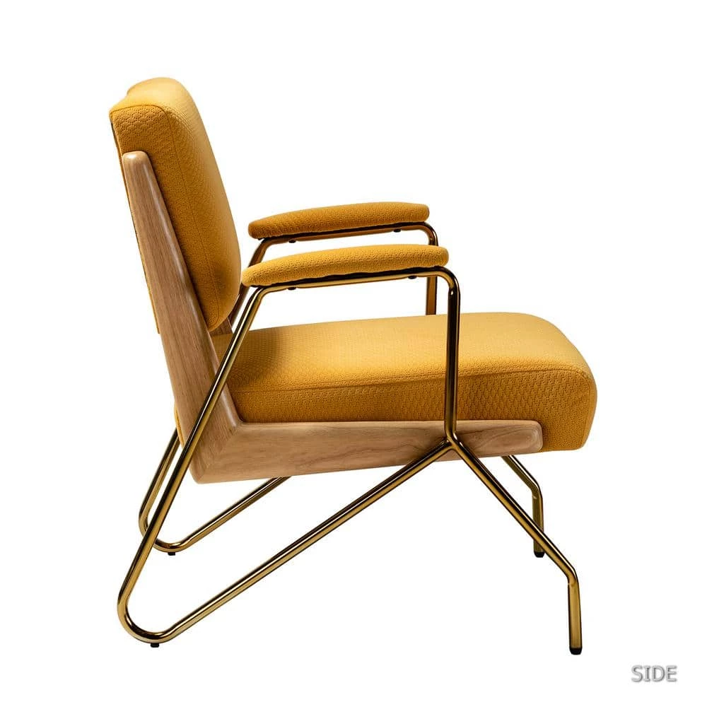 Cornelio Mustard Upholstered Armchair with Padded Arms (Set of 2) by JAYDEN CREATION 2 Cornelio Mustard Upholstered Armchair with Padded Arms (Set of 2) by JAYDEN CREATION - Image 2