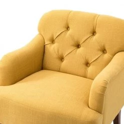 Sabini Mustard Armchair with Button-Tufted Back (Set of 2) by JAYDEN CREATION -JAYDEN CREATION Sales mustard jayden creation accent chairs chjk0543 mustard s2 1f 1000