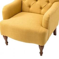 Sabini Mustard Armchair with Button-Tufted Back (Set of 2) by JAYDEN CREATION -JAYDEN CREATION Sales mustard jayden creation accent chairs chjk0543 mustard s2 4f 1000