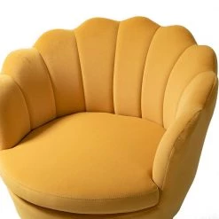 Fidelia Golden Legs Mustard Tufted Barrel Chair with Scalloped Seashell Edges (Set of 2) by JAYDEN CREATION -JAYDEN CREATION Sales mustard jayden creation accent chairs chm0119 mustard s2 1f 1000 1