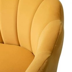 Fidelia Golden Legs Mustard Tufted Barrel Chair with Scalloped Seashell Edges (Set of 2) by JAYDEN CREATION -JAYDEN CREATION Sales mustard jayden creation accent chairs chm0119 mustard s2 44 1000