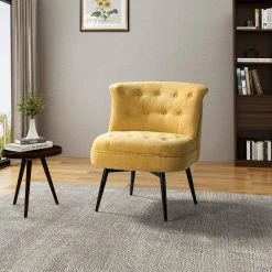 Barre Mustard Tufted Swivel Chair with Button-Tufted by JAYDEN CREATION -JAYDEN CREATION Sales mustard jayden creation accent chairs chm0351 mustard 31 1000