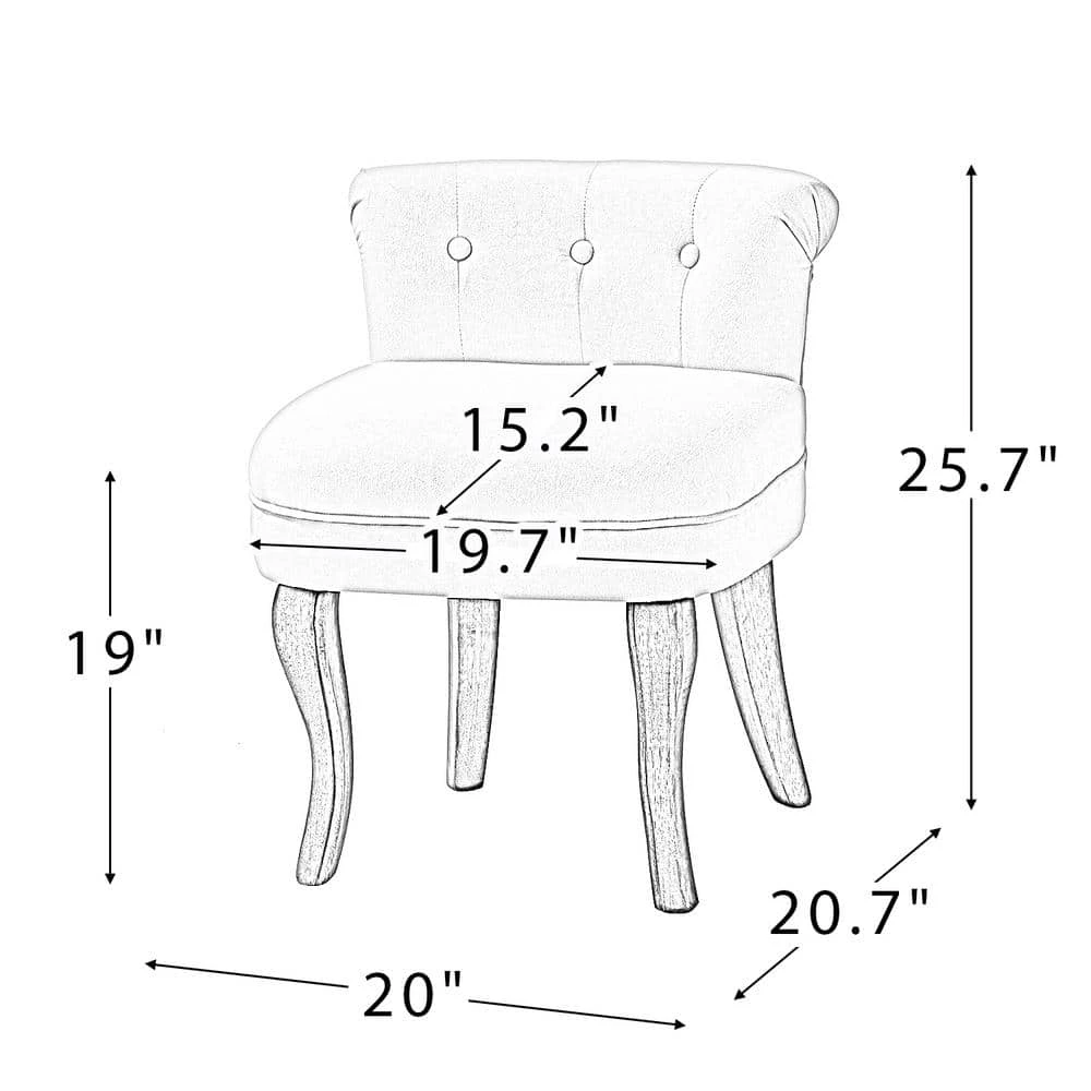 Nila Mustard Vanity Stool with Solid Wooden Legs 20 in. W x 20.7 in. D x 25.7 in. H by JAYDEN CREATION 9 Nila Mustard Vanity Stool with Solid Wooden Legs 20 in. W x 20.7 in. D x 25.7 in. H by JAYDEN CREATION - Image 9